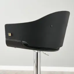 Mateo Carbon Black Vegan Leather Bar Stool