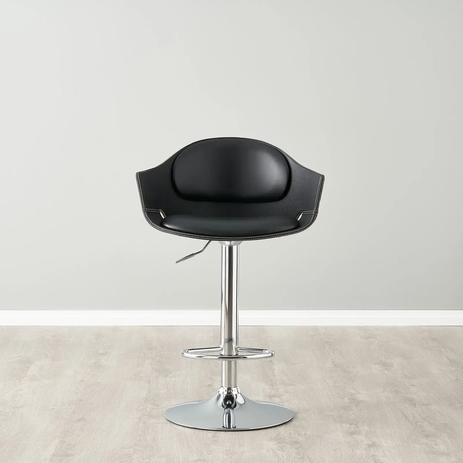 Mateo Carbon Black Vegan Leather Bar Stool