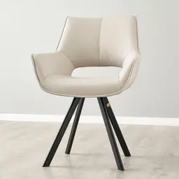 Sahrah Glacier Grey Vegan Leather Dining Chair - Black Powder Coated Legs