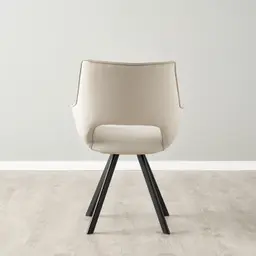 Sahrah Glacier Grey Vegan Leather Dining Chair - Black Powder Coated Legs