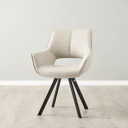 Sahrah Glacier Grey Vegan Leather Dining Chair - Black Powder Coated Legs