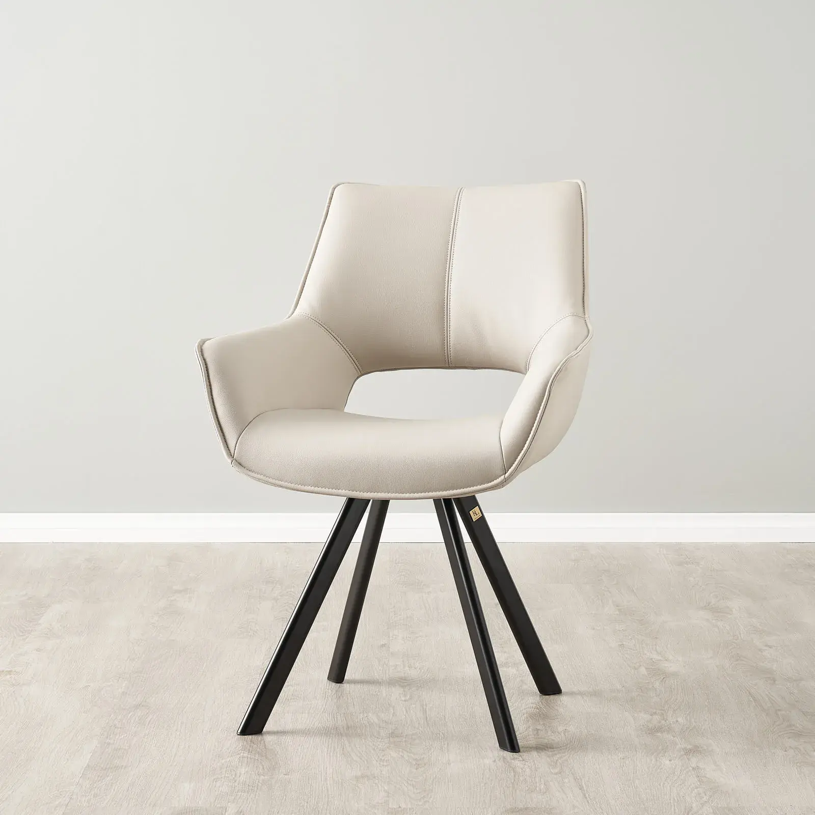 Sahrah Glacier Grey Vegan Leather Dining Chair - Black Powder Coated Legs