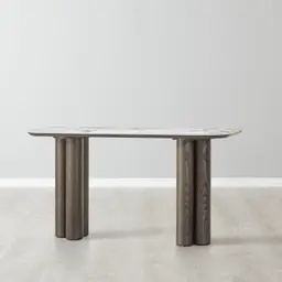 Terzetto Pandora Brown Sintered Stone Console Table - Medium Brown Wooden Legs