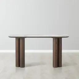 Terzetto Pandora Brown Sintered Stone Console Table- Dark Brown Wooden Legs