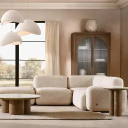 Terzetto Pandora Brown Sintered Stone Round Side Table - Medium Brown Wooden Legs
