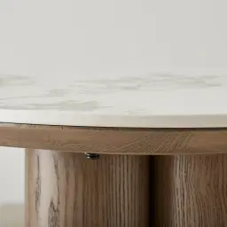 Terzetto Pandora Brown Sintered Stone Round Side Table - Medium Brown Wooden Legs
