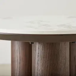 Terzetto Pandora Brown Sintered Stone Round Side Table - Dark Brown Ash Legs