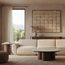 Terzetto Pandora Brown Sintered Stone Round Side Table - Dark Brown Ash Legs