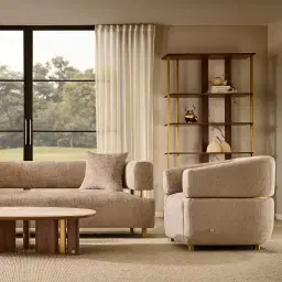 Malta II Beige Latte Chenille Fabric Occasional Chair
