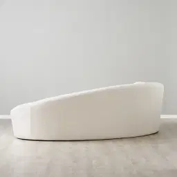 Maddie Curved Chantilly White Fabric 3-Seater Sofa