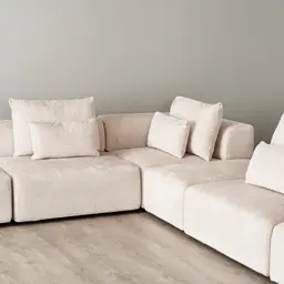 Riviera II Powder White Chenille Fabric Modular Sofa