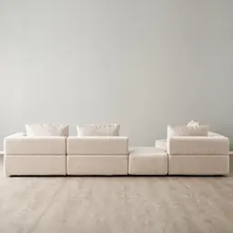 Riviera II Powder White Chenille Fabric Modular Sofa