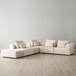 Riviera II Powder White Chenille Fabric Modular Sofa