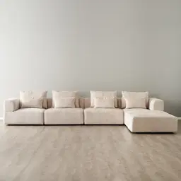 Riviera II Powder White Chenille Fabric Modular Sofa