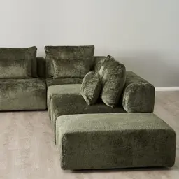 Riviera II Green Chenille Fabric Modular Sofa