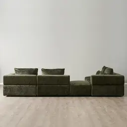 Riviera II Green Chenille Fabric Modular Sofa