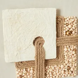 Serendipity Hemp Rope Shadow Box with Light Brown Frame