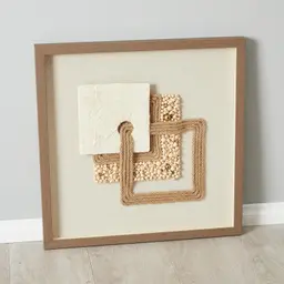 Serendipity Hemp Rope Shadow Box with Light Brown Frame