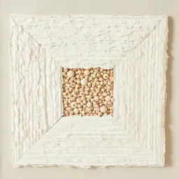 Paper Pulp And Wooden Bead Shadow Box with Golden Frame