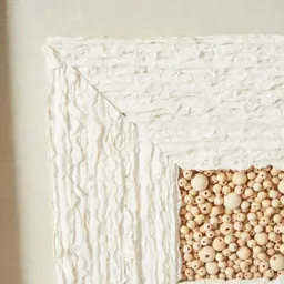 Paper Pulp And Wooden Bead Shadow Box with Golden Frame