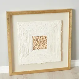 Paper Pulp And Wooden Bead Shadow Box with Golden Frame