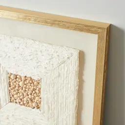 Paper Pulp And Wooden Bead Shadow Box with Golden Frame