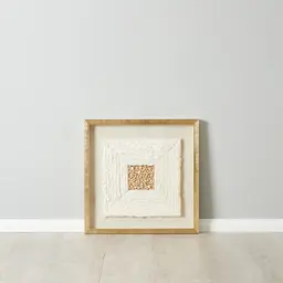 Paper Pulp And Wooden Bead Shadow Box with Golden Frame
