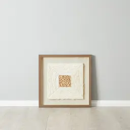 Paper Pulp And Wooden Bead Shadow Box with Light Brown Frame