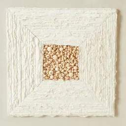 Paper Pulp And Wooden Bead Shadow Box with Light Brown Frame