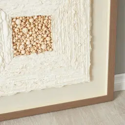 Paper Pulp And Wooden Bead Shadow Box with Light Brown Frame