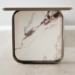 Marbella Cold Calacatta White Sintered Stone Entertainment Unit - Black Nickel Frame