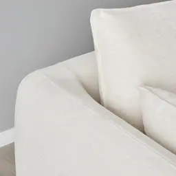 Macie Chiffon White Fabric Corner Sofa with Ottoman