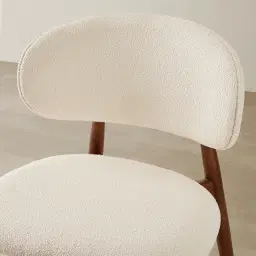 Seville Chantilly White Fabric Dining Chair - Toffee Brown Ash Legs