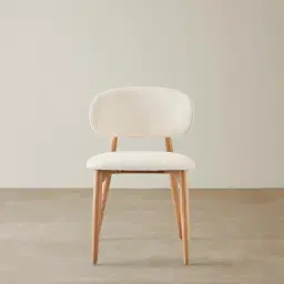 Seville Chantilly White Fabric Dining Chair - Light Brown Ash Legs	