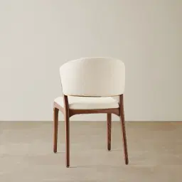 Charlotte Chantilly White Fabric Dining Chair - Toffee Brown Ash Legs