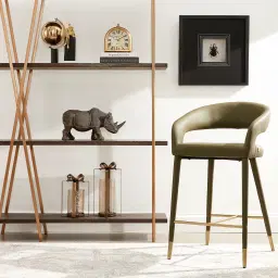 Moulin Chantilly White Fabric 66cm Counter Stool - Brushed Gold Legs