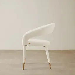 Moulin Chantilly White Fabric Dining Chair - Brushed Gold Legs