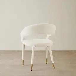 Moulin Chantilly White Fabric Dining Chair - Brushed Gold Legs