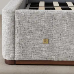 Summerton Murmur White Fabric King Bed - Toffee Brown Ash