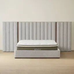 Summerton Murmur White Fabric King Bed - Toffee Brown Ash