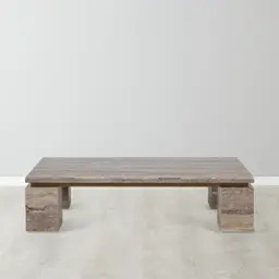 Monolith Natural Silver-Grey Travertine Coffee Table