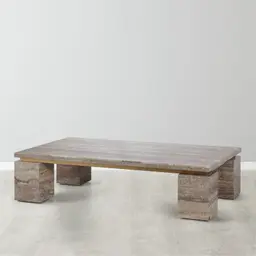 Monolith Natural Silver-Grey Travertine Coffee Table