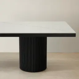 Archie Black Rectangular Dining Table with White Sintered Stone Top - 268x118cm