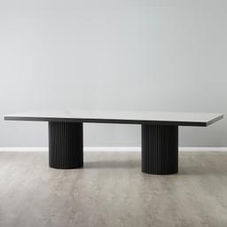 Archie Black Rectangular Dining Table with White Sintered Stone Top - 268x118cm