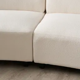 Celestine II Chantilly White Fabric Curved Corner Sofa