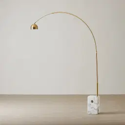 Jessa Brushed Gold Metal Floor Lamp - White Marble Base