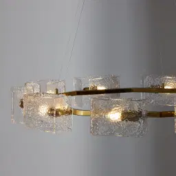 Minda Brushed Gold Glass Chandelier