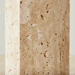 Verlet Travertine Table Lamp - Beige Linen Lamp Shade