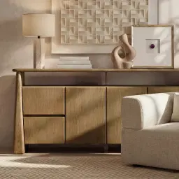 Verlet Travertine Table Lamp - Beige Linen Lamp Shade