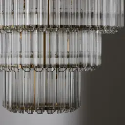 Zeny Brushed Gold Glass Chandelier - Transparent Plum Glass Tube